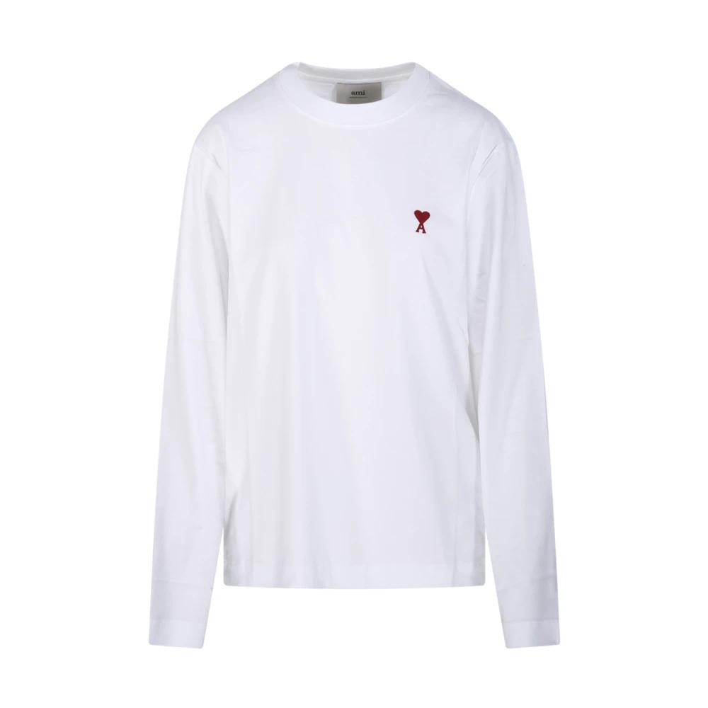 即発[Ami Paris] CO LONG SLEEVES ADC TSHIRT 関税送料込み AMI Paris ADC Embroidered Logo Long-Sleeve Knit Polo Shirt