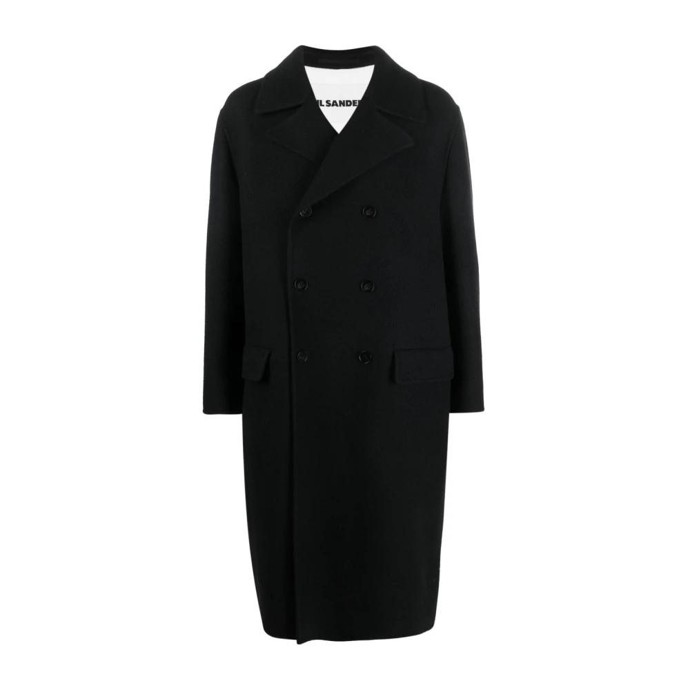 【関税&送料込】Jil Sander Black Double-Breasted Coat In Vir Jil Sander - Double-Breasted Wool Coat in Black