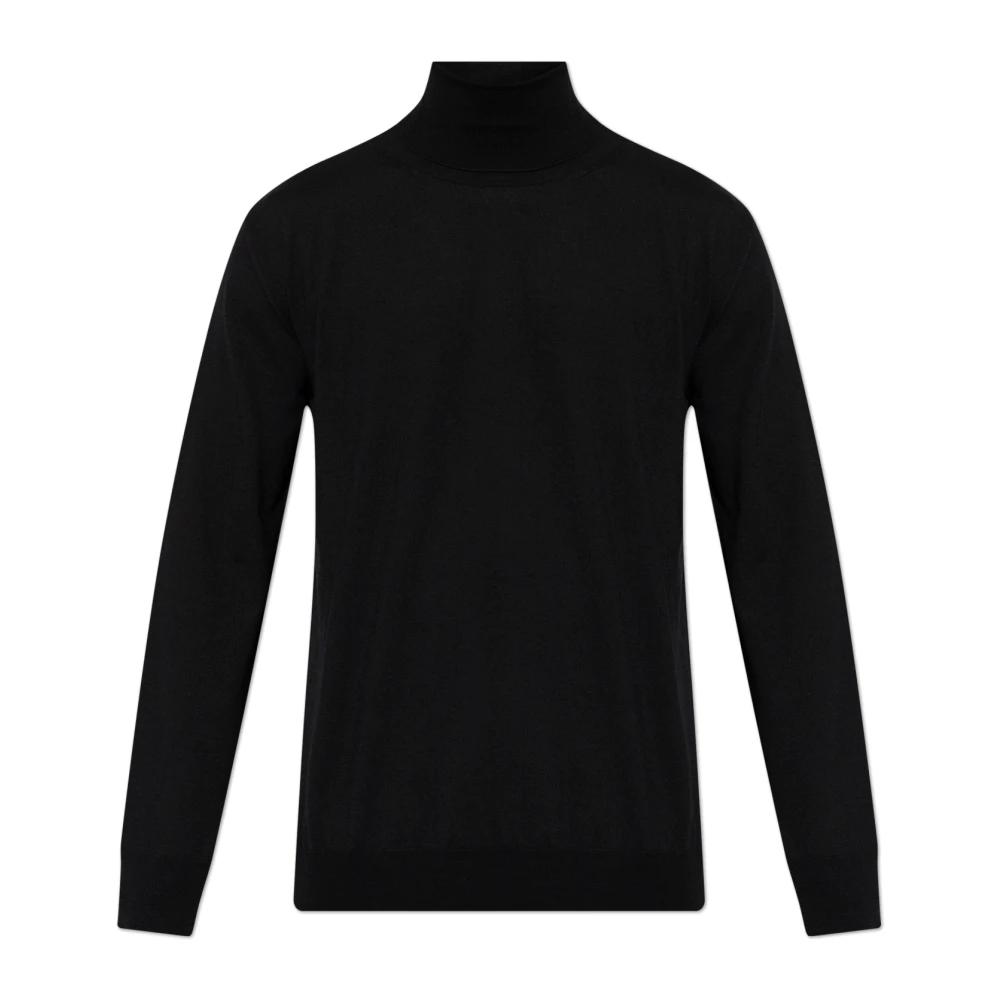 Jil Sander Black turtleneck sweater with logo patch | TheDoubleF