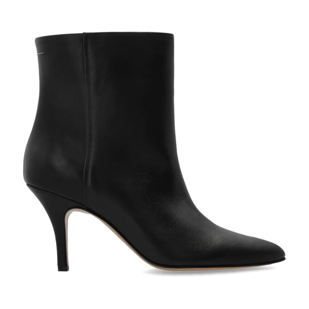 ショートブーツ・ブーティ MM6 MAISON MARGIELA LEATHER ANKLE BOOTS Black Anatomic Ankle Boots by MM6 Maison Margiela on Sale