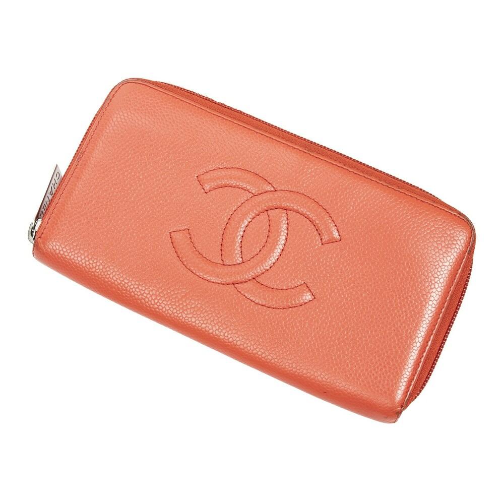 Chanel Vintage Portemonnee Met Lange Ritssluiting in het Oranje - Lyst