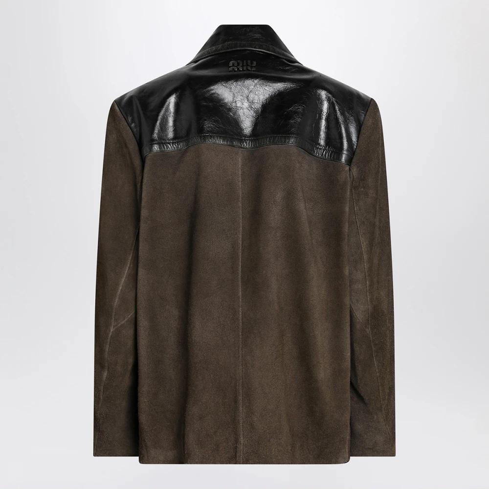 Miu Miu Leather Jackets in Black | Lyst UK
