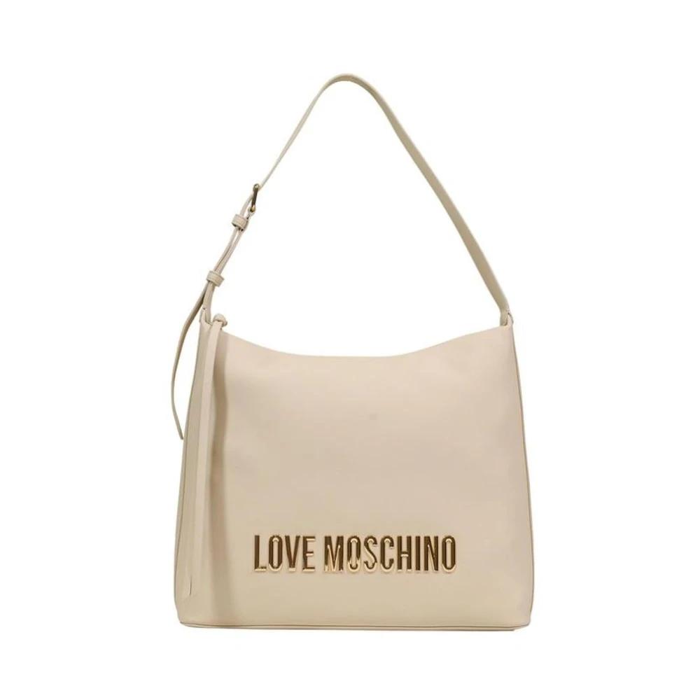 Sac à Main Moschino LOVE Vintage En Cuir Beige - Fabriqué En Italie, Motifs Cœurs, Occasion