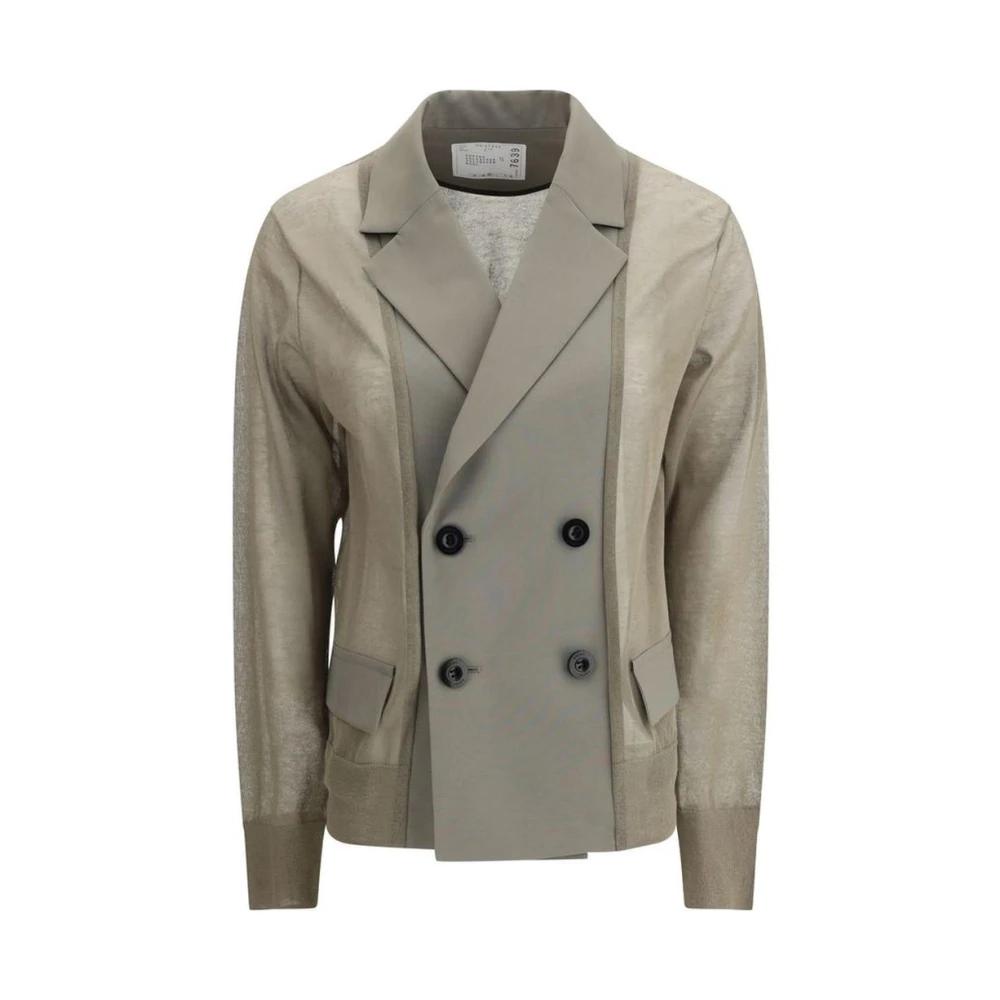 コート Sacai Balzer double-breasted wool and silk Sacai Wool and silk double-breasted blazer | The Fashion Square