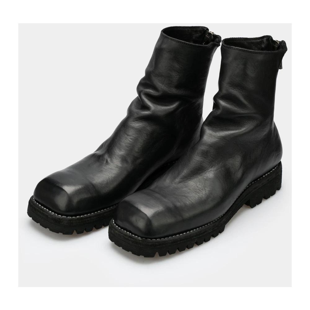 Bottines Homme Guidi Cuir Noir Zippées - Taille 42 (EU) / US 9 - Occasion état Correct