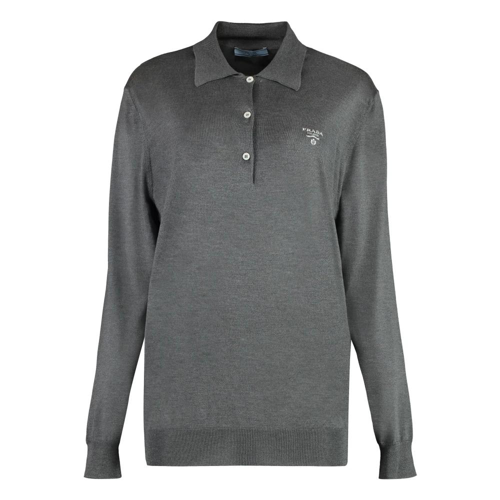 トップス PRADA 90s Archive wool polo sweat Navy Superfine wool polo shirt | PRADA