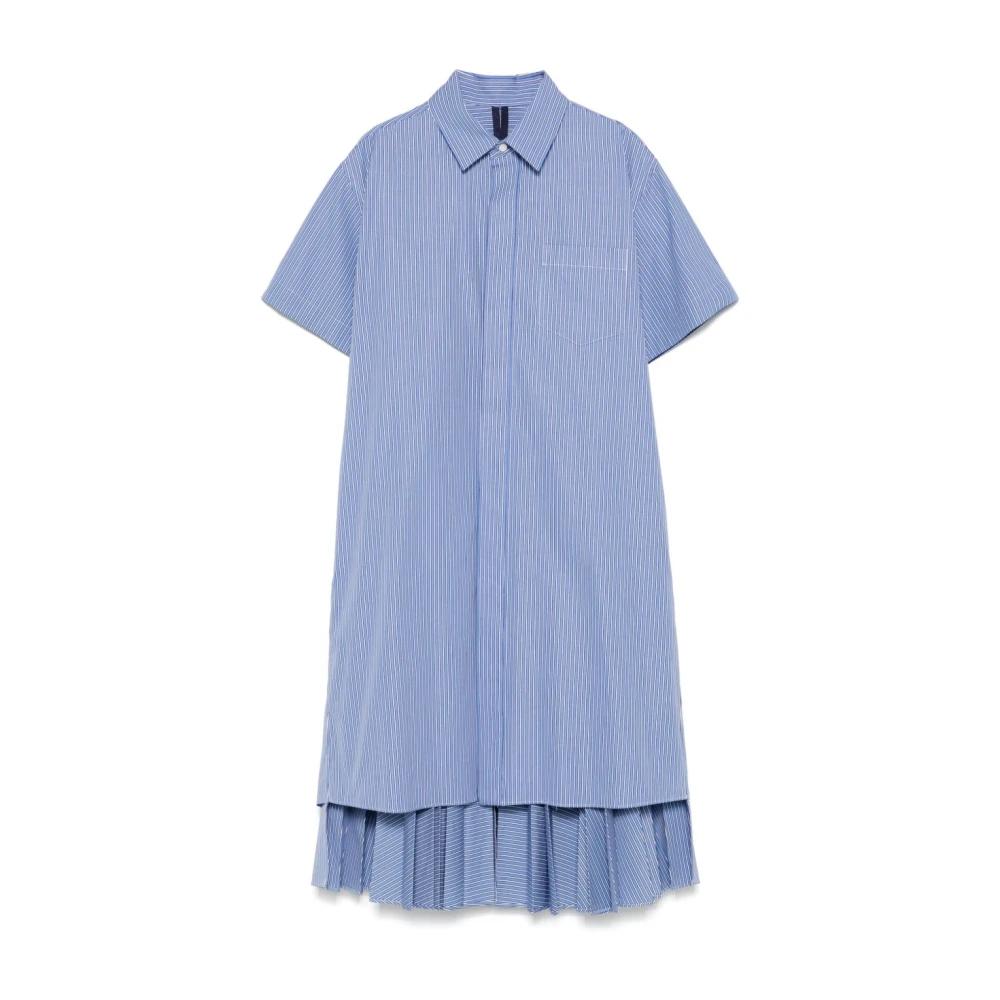 ワンピース SACAI WHITE AND LIGHT BLUE COTTON MINI DRESS Sacai Poplin Mini Dress | White | FARFETCH
