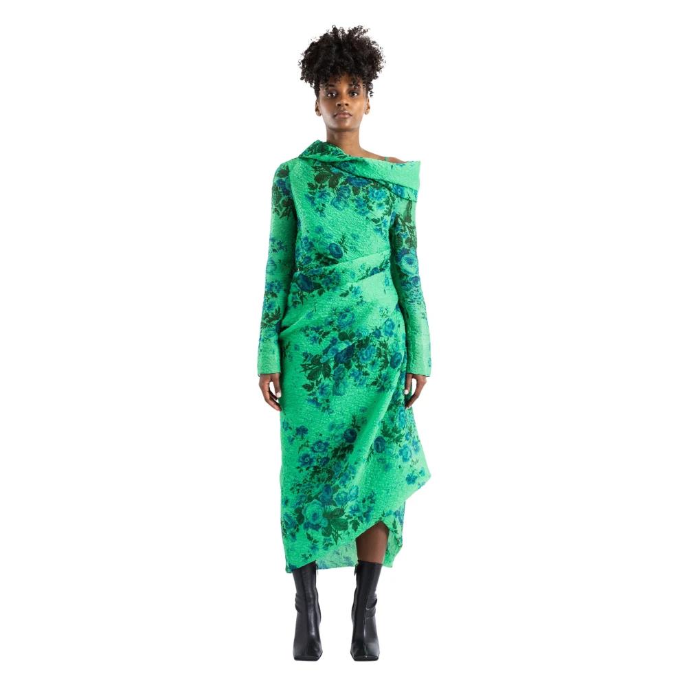 green erdem dress Green Floral Linen Pencil Midi Dress Erdem main image 1