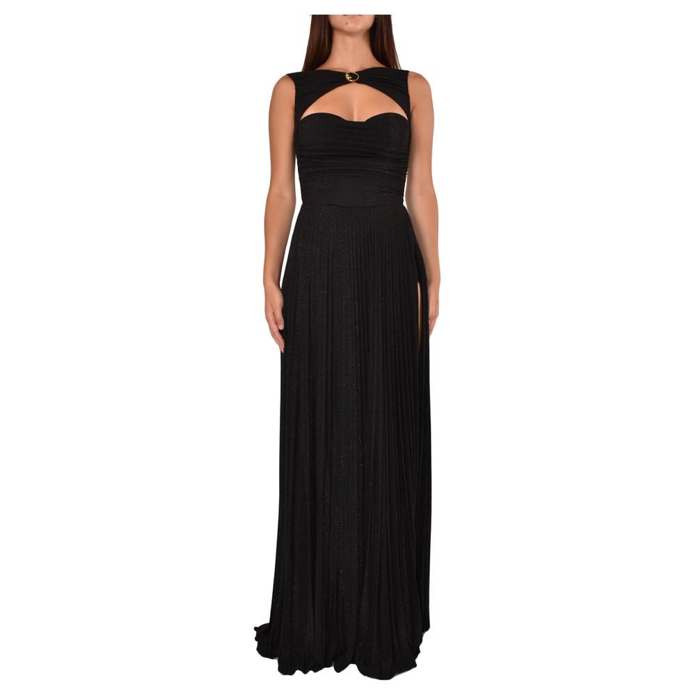 Abito Lungo IN Plisse' di Elisabetta Franchi in Nero | Lyst