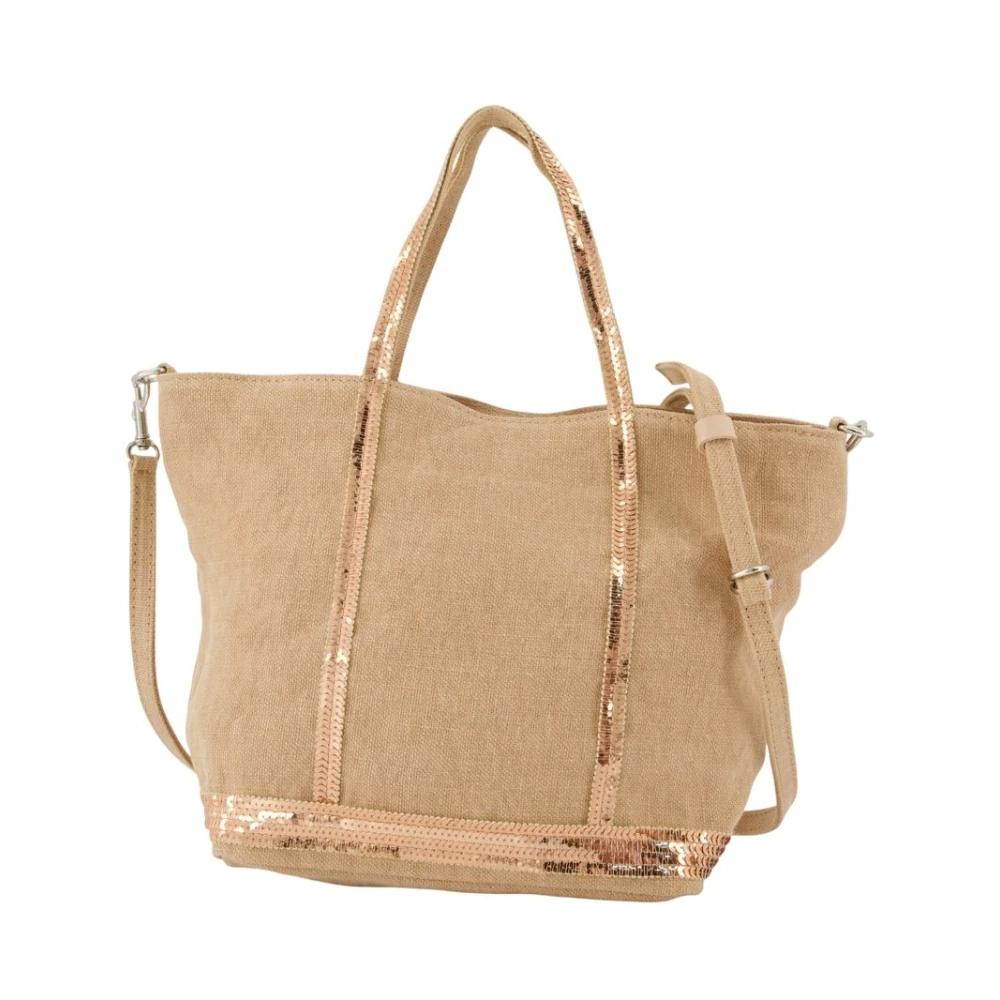 トートバッグ Vanessa Bruno Tote Bag L - Linen - Sand Quilted Leather XL Zipped Cabas Tote Shoulder carry, zip