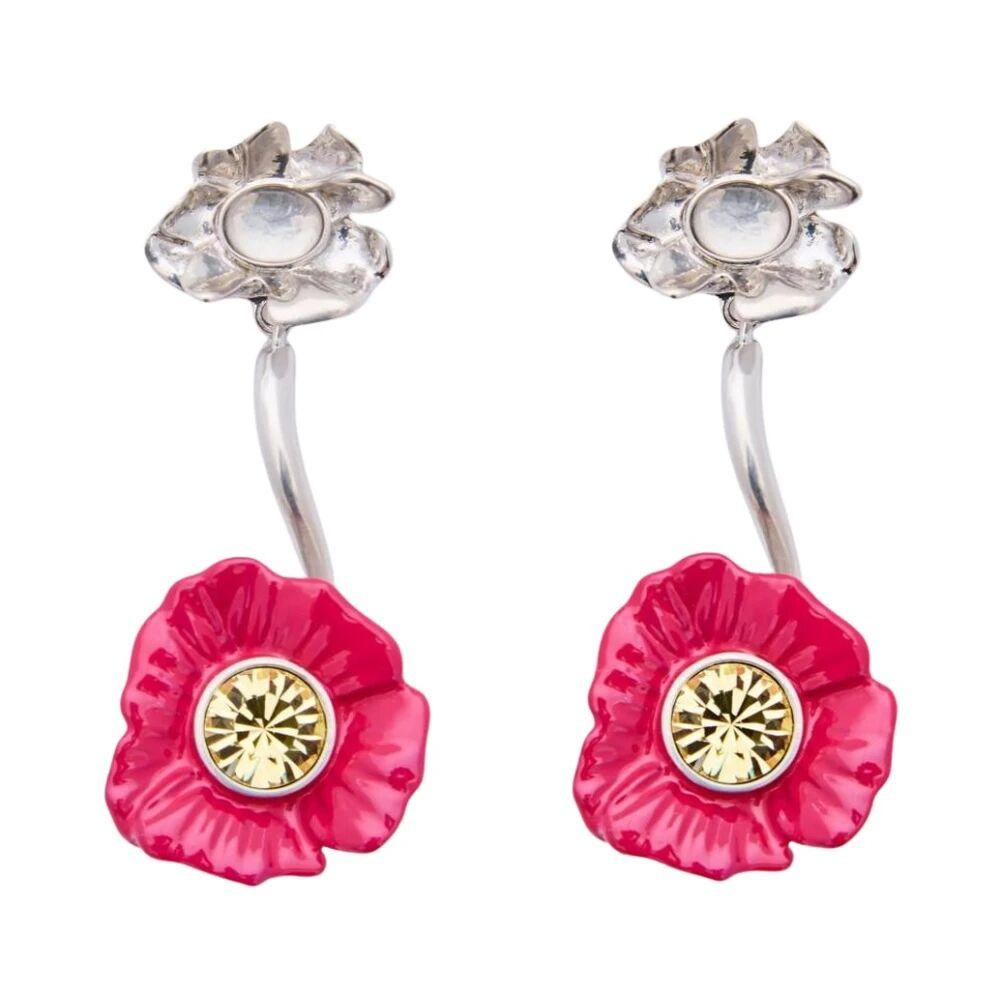 Red enameled metal Flower Pop earrings | Marni