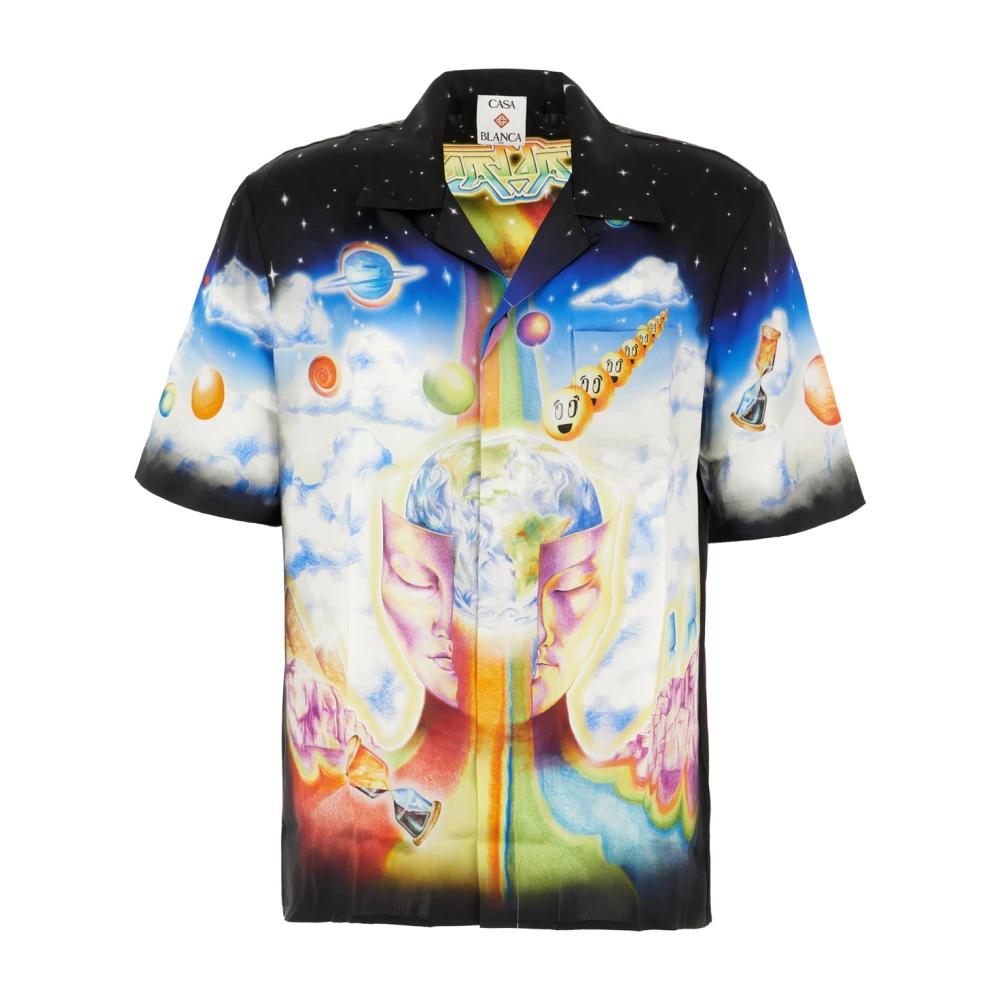 Chemise Homme En Soie Casablanca 'Lake View' - Taille Large - Multicolore, Manches Courtes, Sans étiquettes