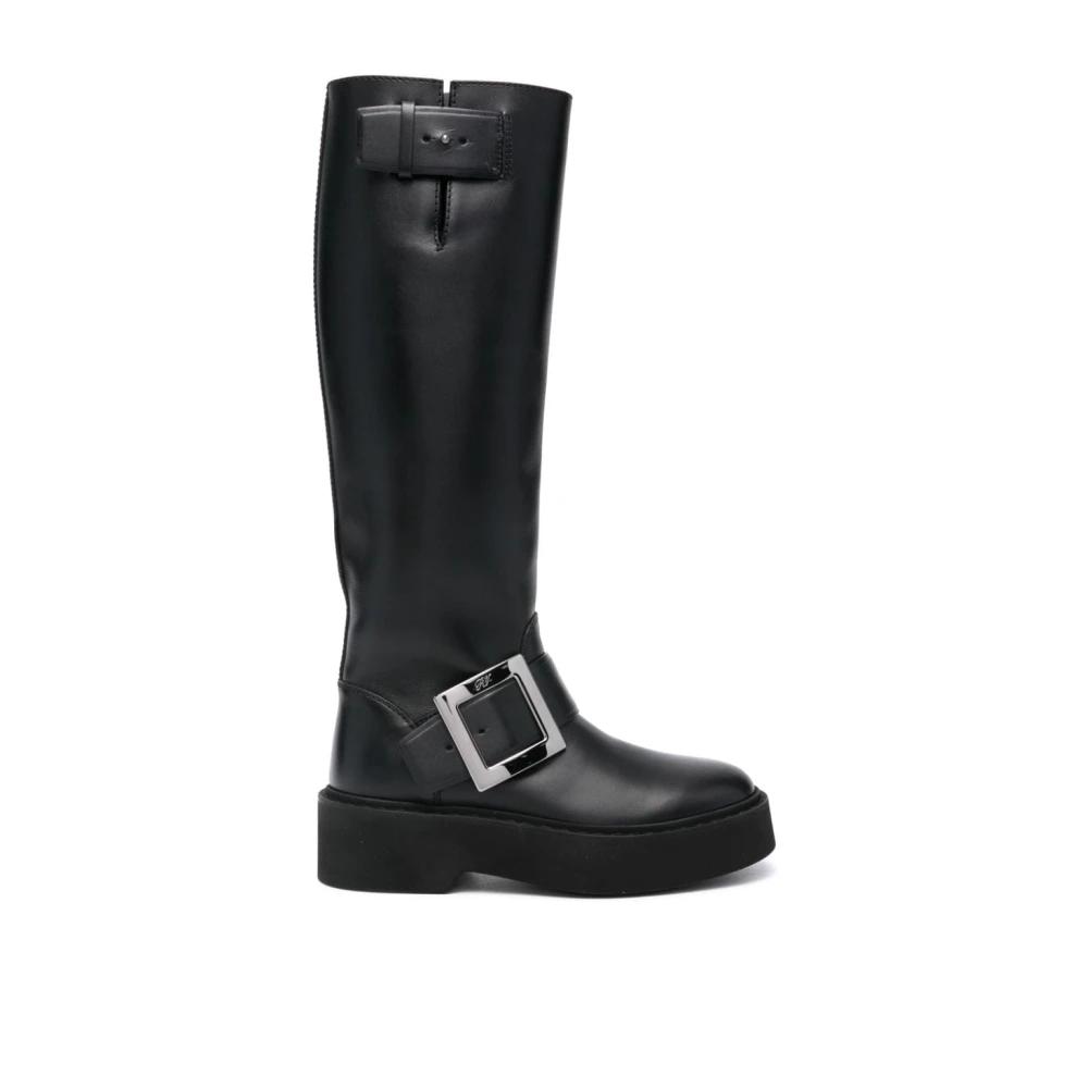 2Go Fashion Stivali Donna Mezzo Polpaccio Con Lacci - Vera Pelle Morbida, Colore Nero, Design Senza Tempo Per Uso Quotidiano