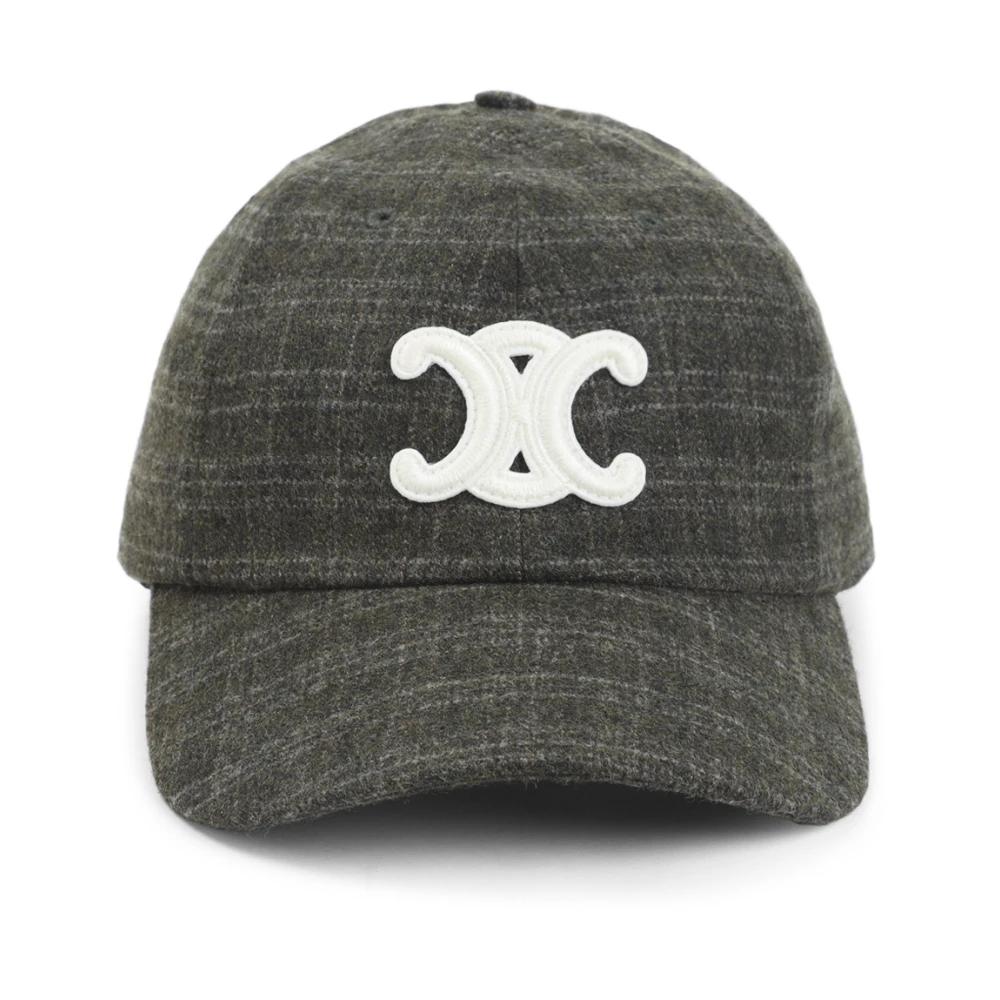 Celine Baseball Cap - Green/Gray & Ivory Wool triomphe baseball cap IN cotton gabardine - SAUGE | CELINE main image 3