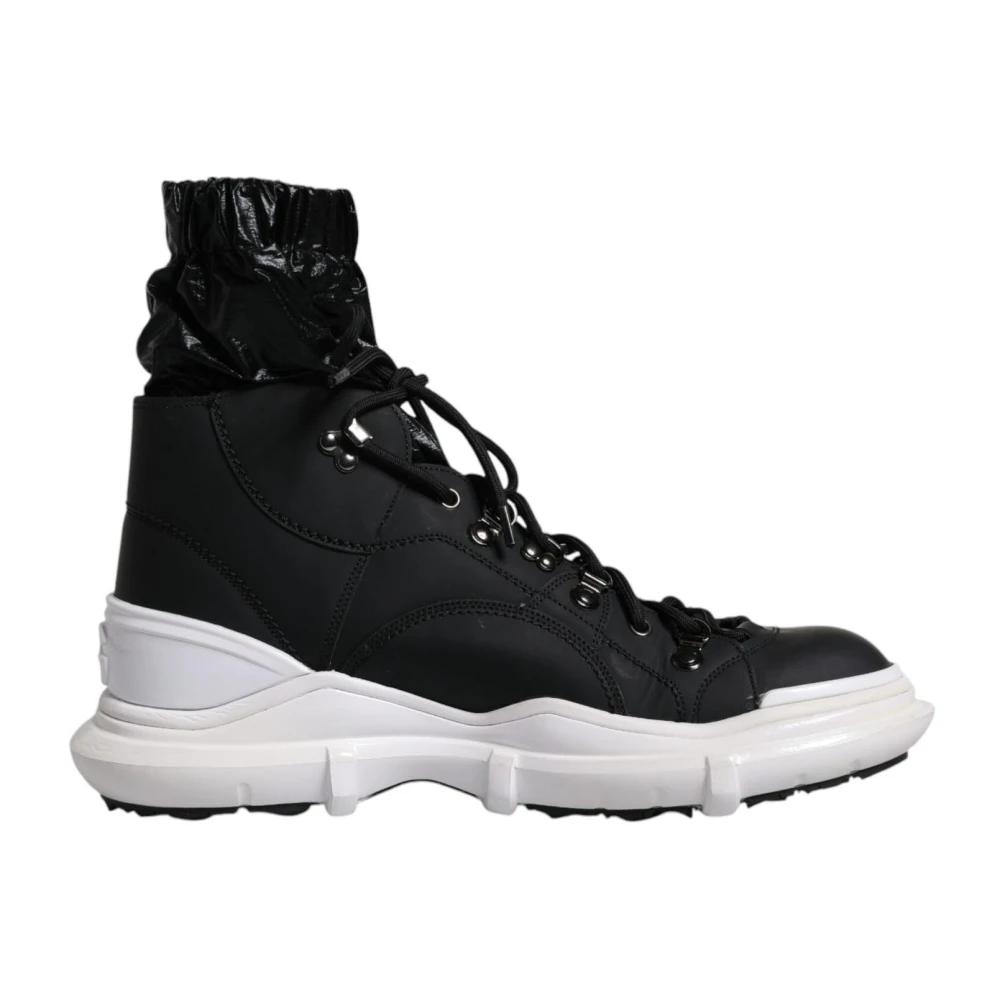 Bottes Baskets Hautes Dolce & Gabbana NS1 - Gris/Noir - Taille 37.5 EU / 7 US - Neuf Avec étiquettes
