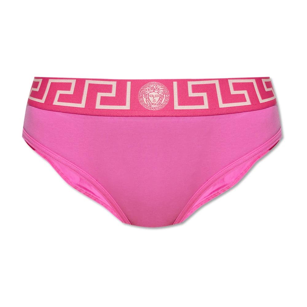 【関税込み】Versace Underwear ピンク グレカ ブラレット Pink Greca Border Bikini Briefs by Versace Underwear on Sale