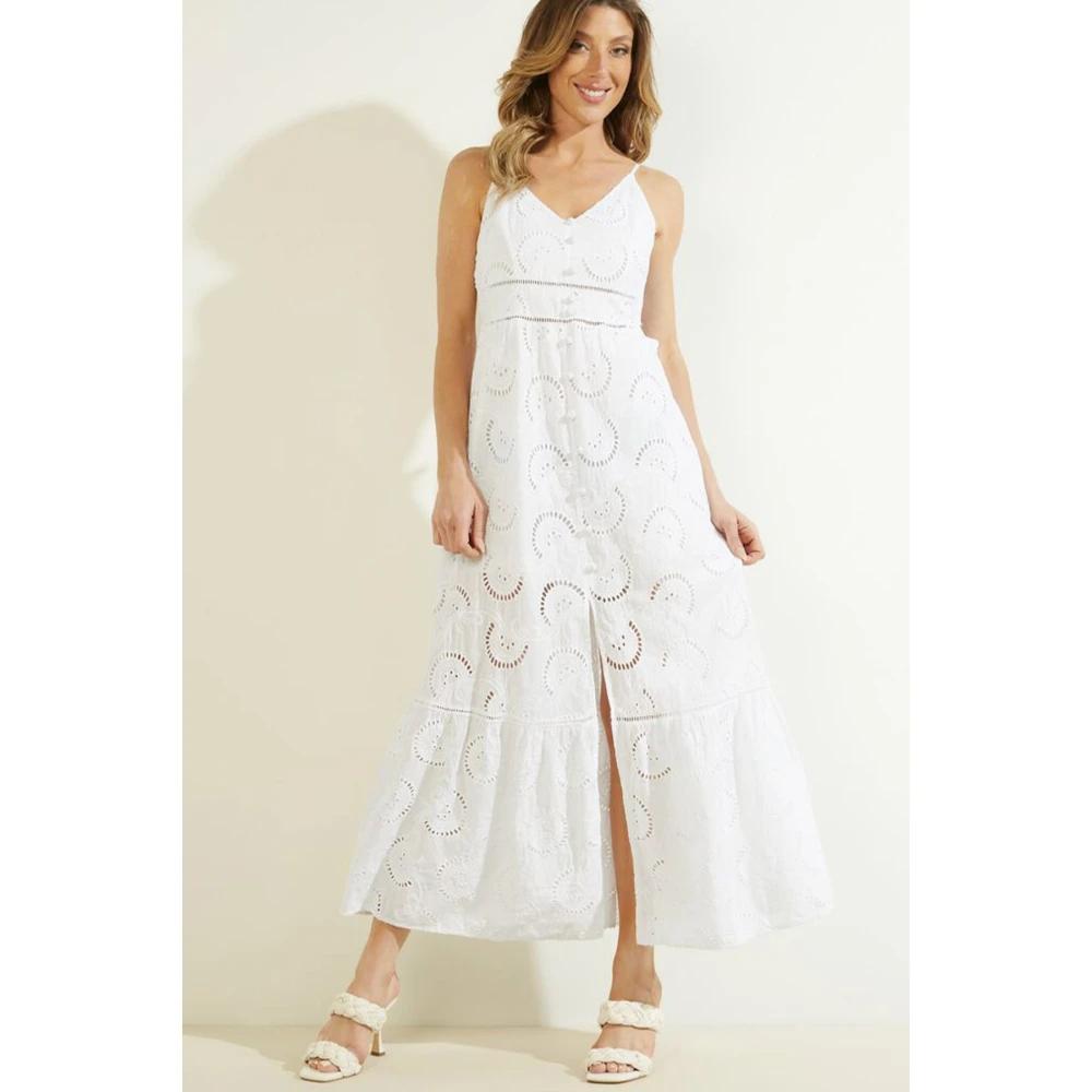 sachin and babi light blue dress Guess Joyce Embroidered Eyelet Cotton High-low Dress In Yellow