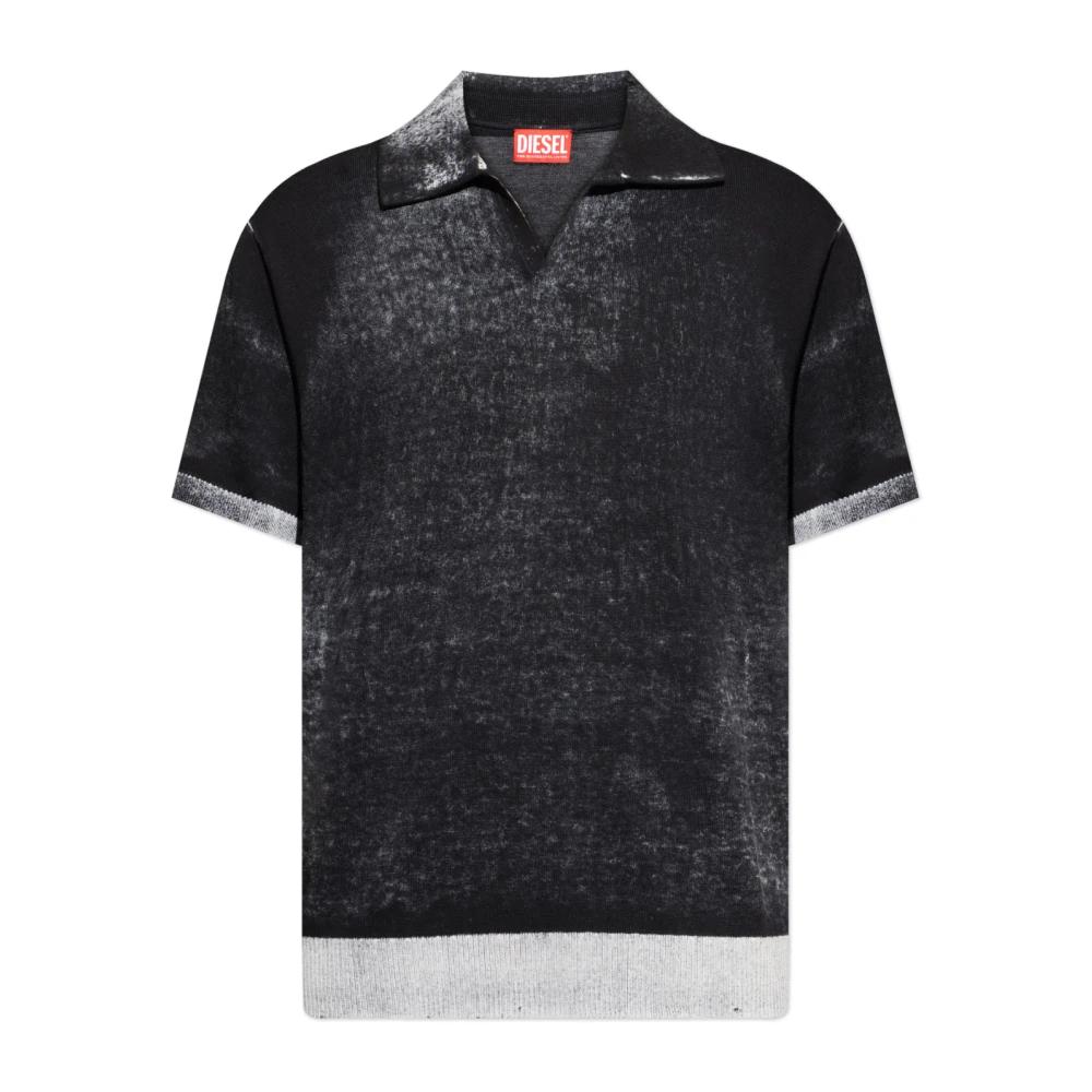 関税込【DIESEL】Smith short sleeve polo/Black/ロゴポロシャツ Men's Polo shirt in faded piqué | Black | Diesel
