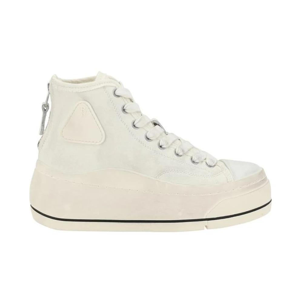 【R13】ライオットレザーハイトップ RIOT LEATHER HIGH TOP - SKATE WHITE AND RED – R13
