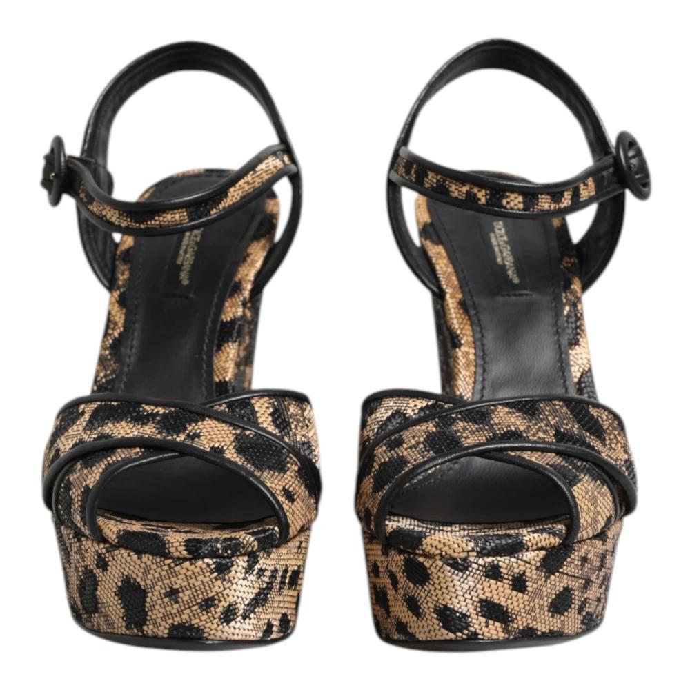 サンダル・ミュール Dolce & Gabbana SANDALO ZEPPA RICAMO FILO+NAP Zeppa con pattern maiolica ricamato a filo in Multicolore da