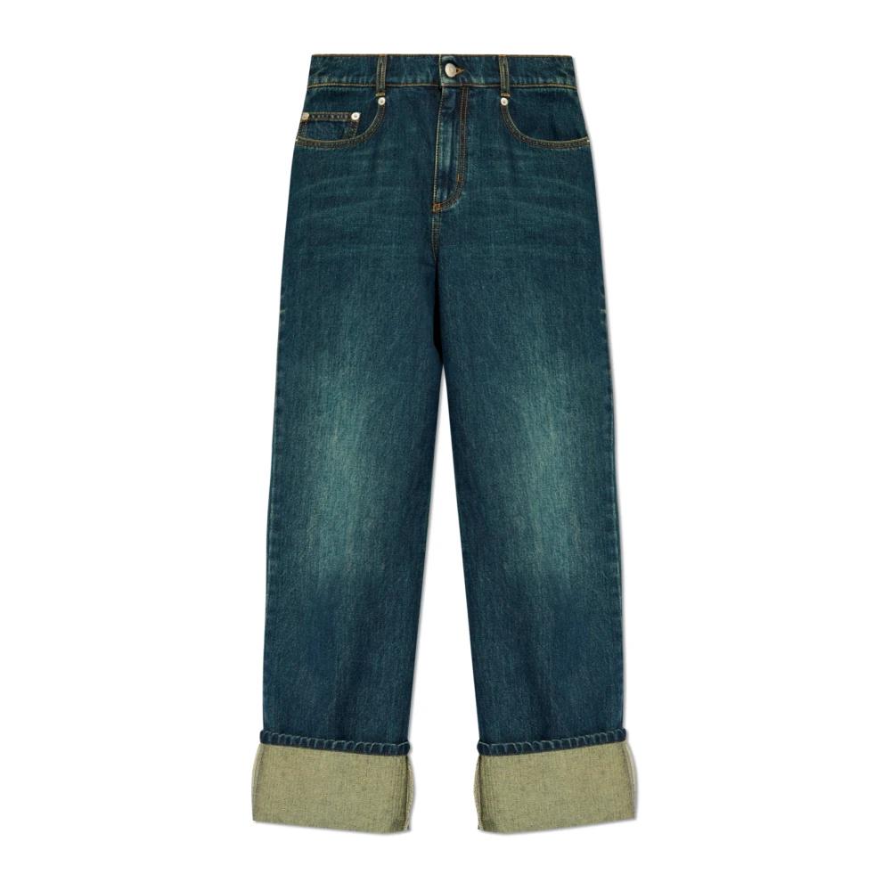 デニム・ジーパン ALEXANDER McQUEEN WIDE-LEG DENIM JEANS Alexander McQueen Wide Leg Jeans | Black | FARFETCH