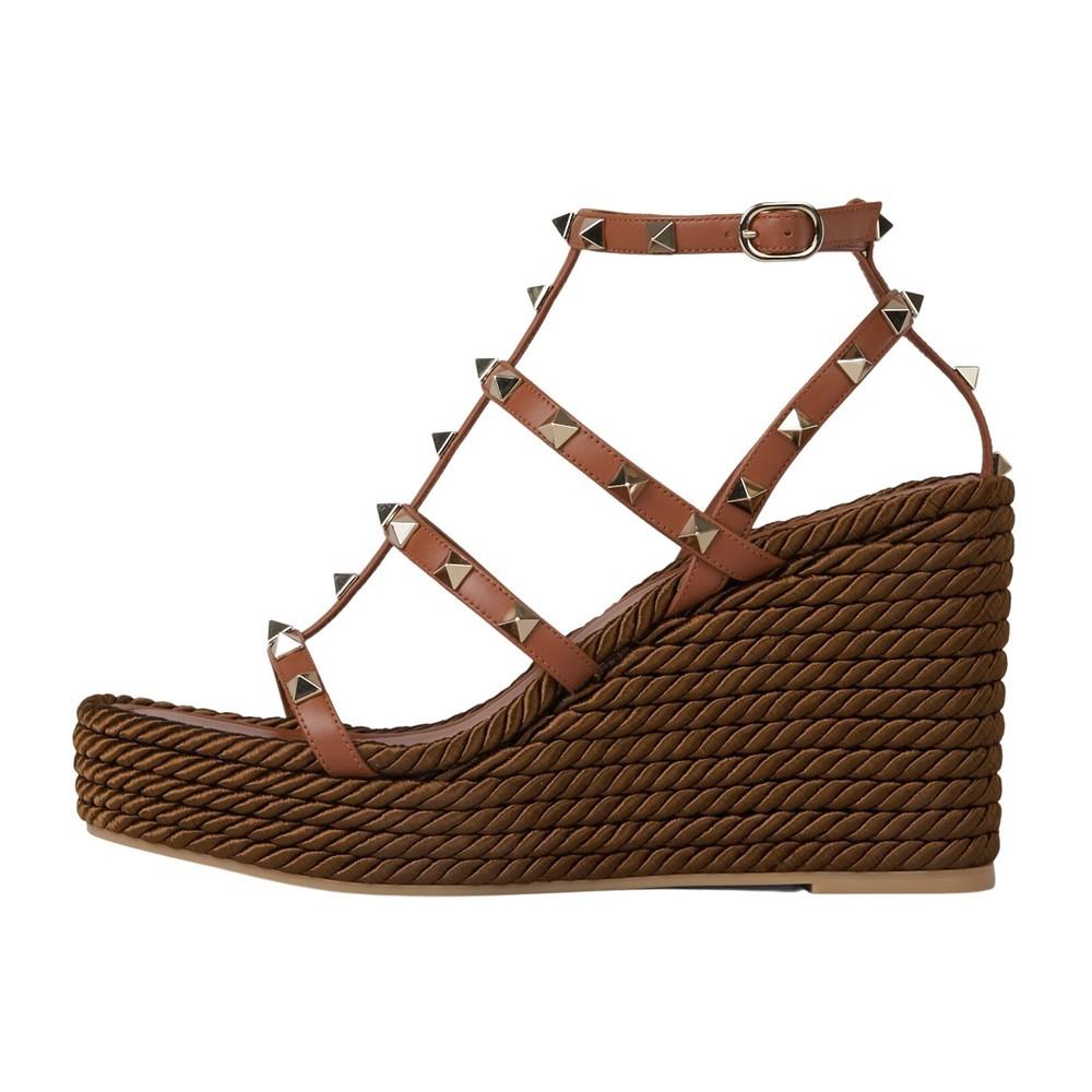 Valentino Garavani rockstud crepe wedge bootie | Shoebaloo