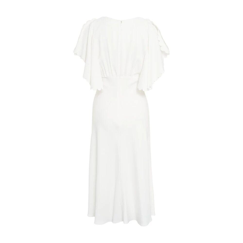 ワンピース ELISABETTA FRANCHI WHITE MIDI DRESS Elisabetta Franchi Cream Midi Dress in White | Lyst