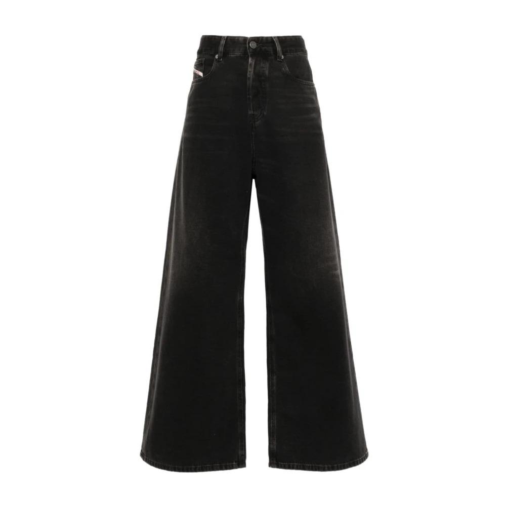 DIESEL Wide Jeans in Black | Lyst 