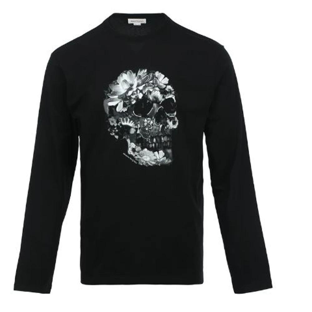 Tシャツ・カットソー Alexander Mcqueen Devore Jersey Long-Sleeved Top Alexander McQueen Men's Long Sleeve Logo T-Shirt in Black