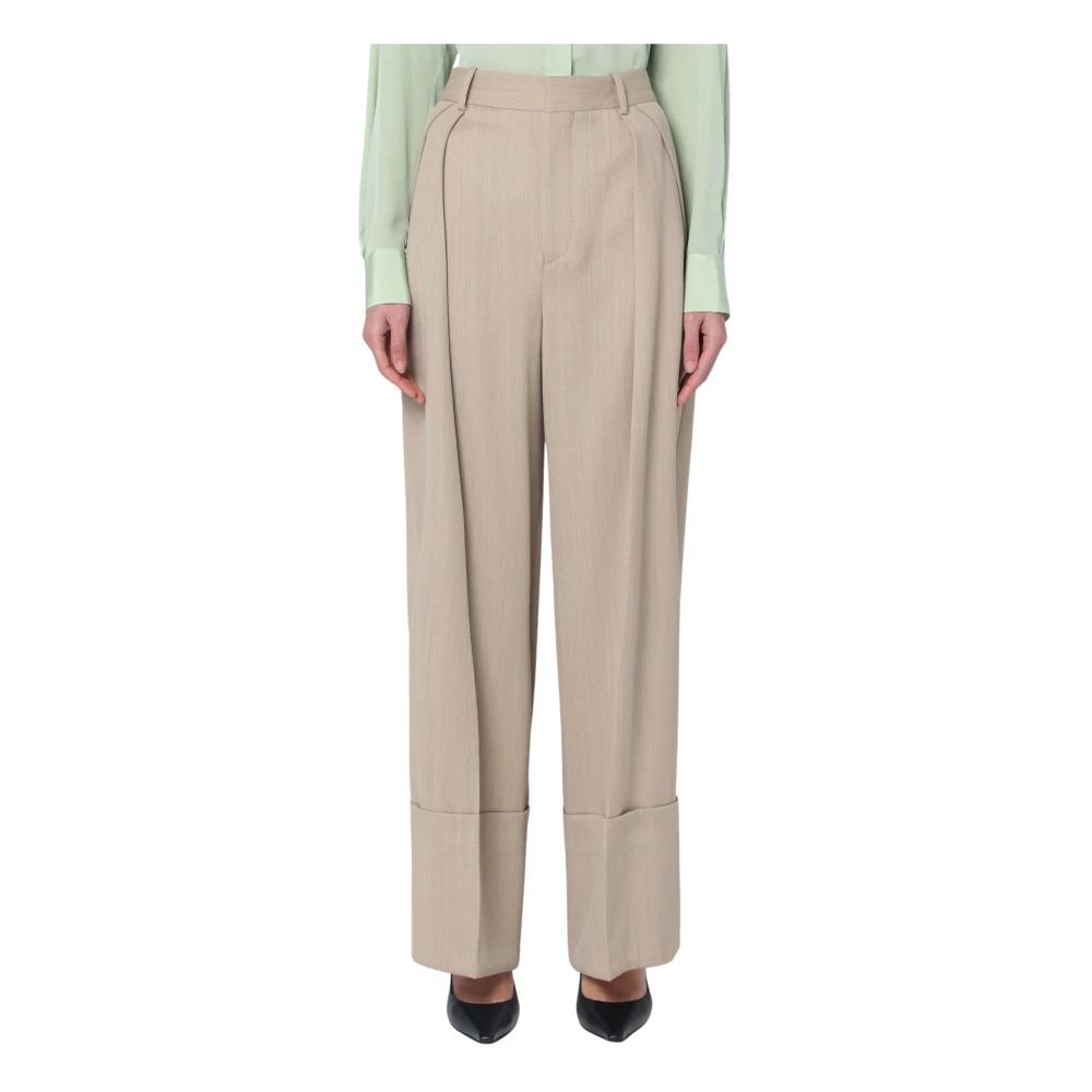 パンツ VICTORIA BECKHAM WIDE BEIGE TROUSERS IN COTTON Victoria Beckham Pants for Women | Online Sale up to 66% off