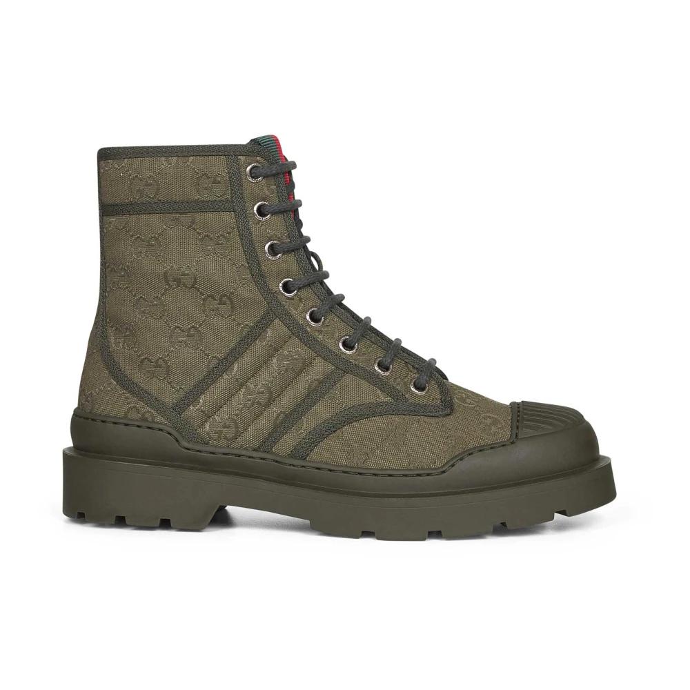 Gucci Green Leather Lace-Up Boots Gucci | Shoes | Gucci Embroidered Lace Up Booties | Poshmark main image 2