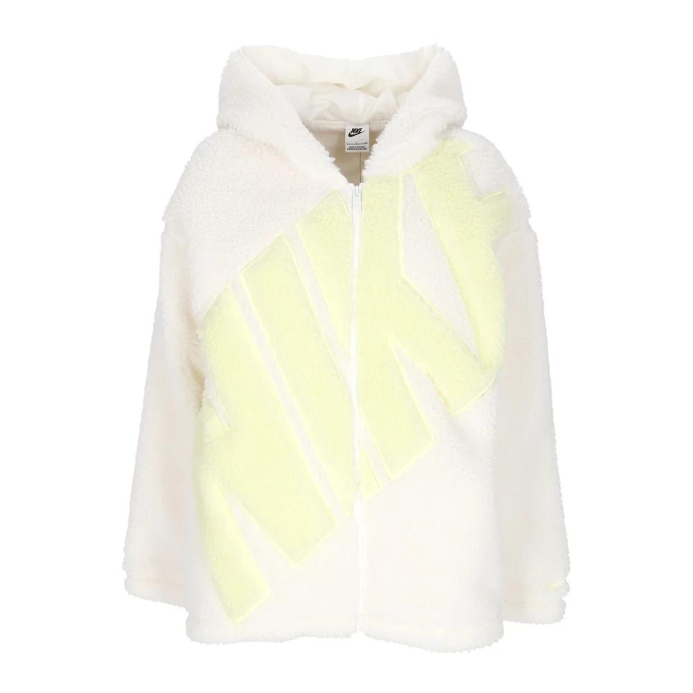 nike white fuzzy jacket