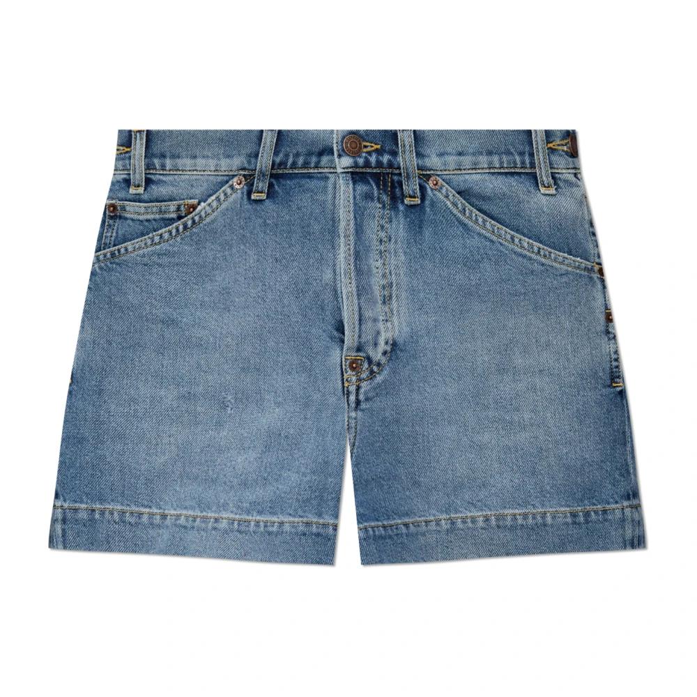 ショートパンツ MOSCHINO Women Shorts  Burmudas A0316 3719 1303 Blue MOSCHINO JEANS logo-patch stud-embellished Denim Shorts