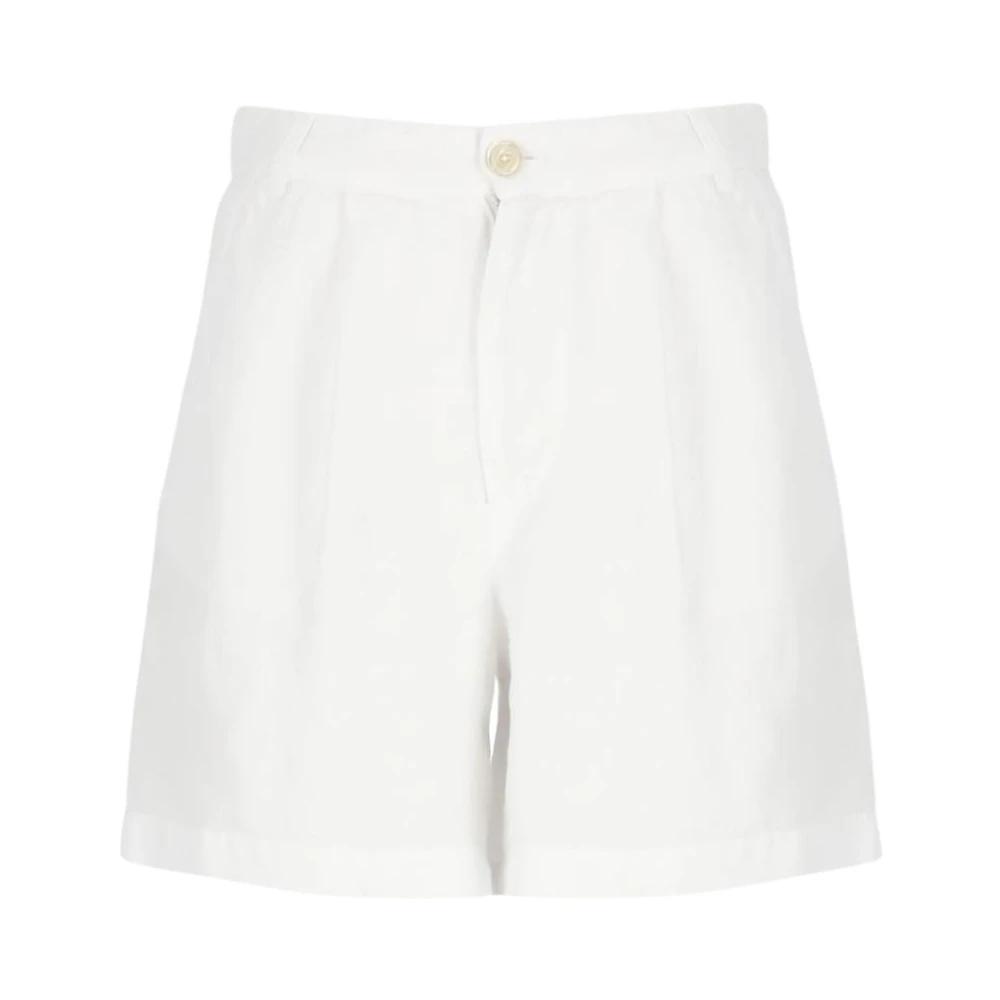 ショートパンツ 120% LINO Woman Short White 32ALIW29Q2000G305000ALIW 000050 Linen High-Waisted Shorts – 120percento Lino USA