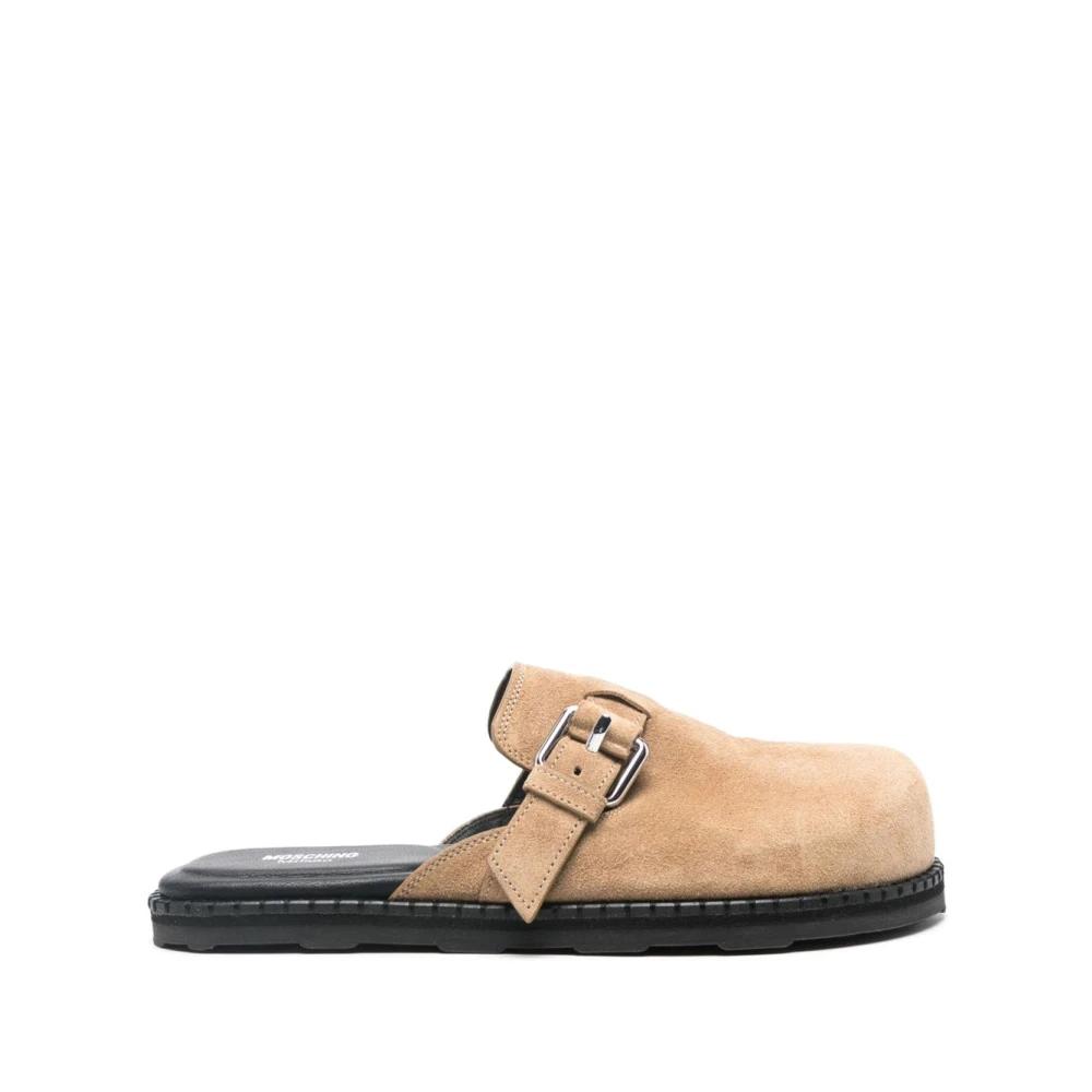 【関税込み】Moschino ベージュ スエード ミュール Moschino Sporty Suede Mules | Saks Fifth Avenue