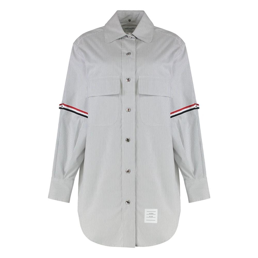 ワンピース THOM BROWNE Two-tone cotton shirt dress (FKD156AY3007 035) THOM BROWNE Pleated cotton-poplin midi shirt dress | THE OUTNET