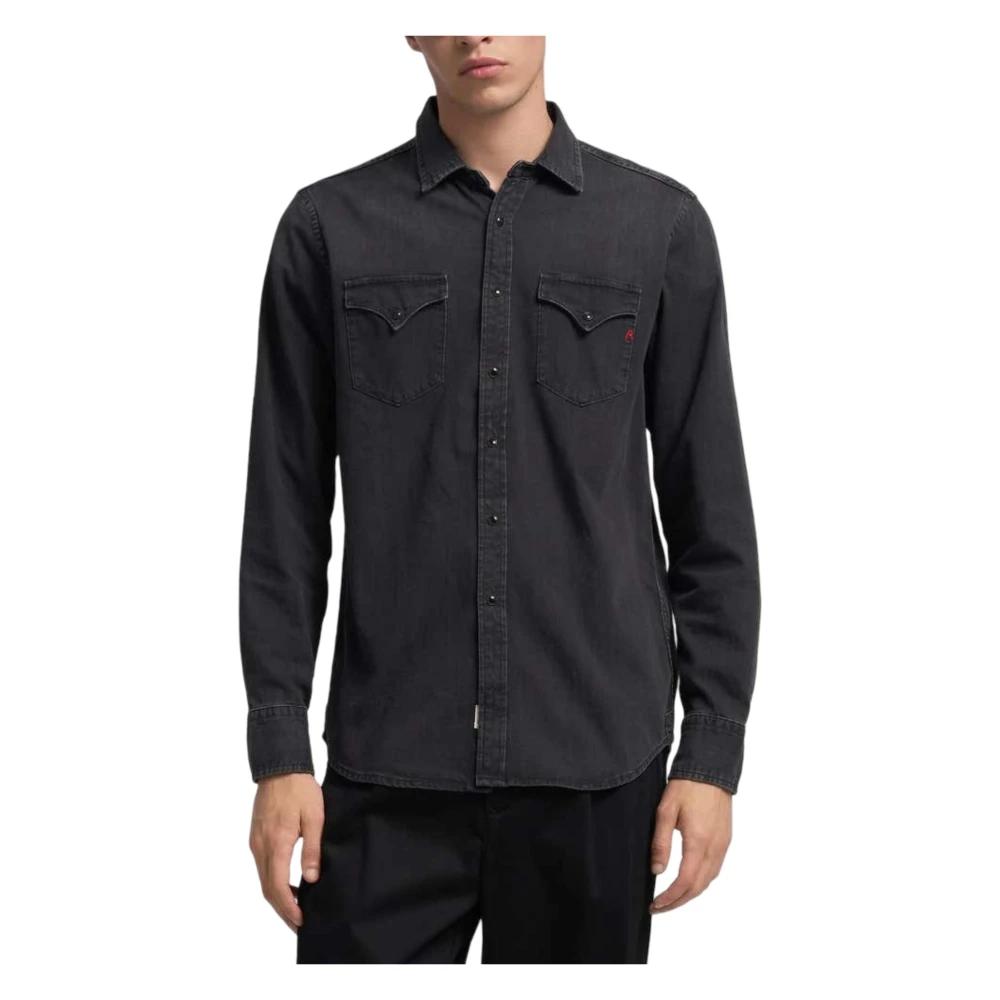 Replay M4023 Camicia, 099 Black Delavè, S Uomo