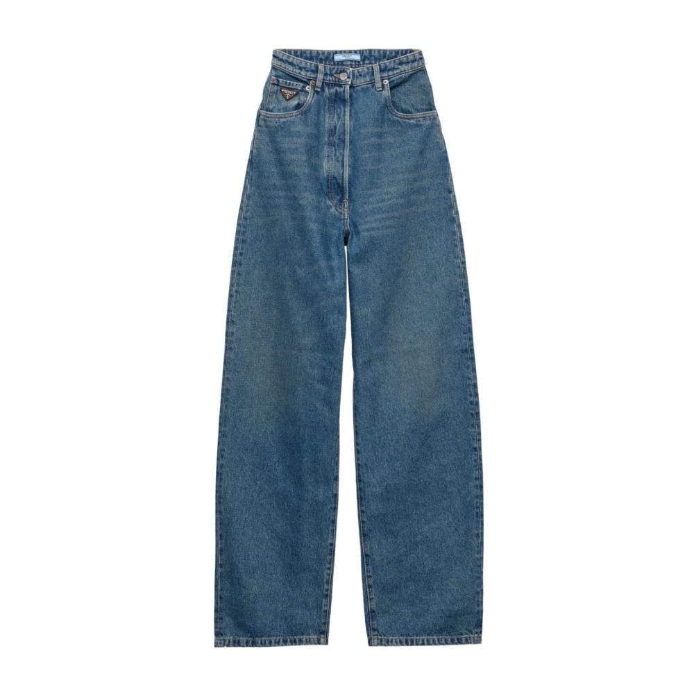 PRADA WIDE LEG デニム ハーフ パンツ ジーンズ Women's Prada Wide-leg jeans | Lyst