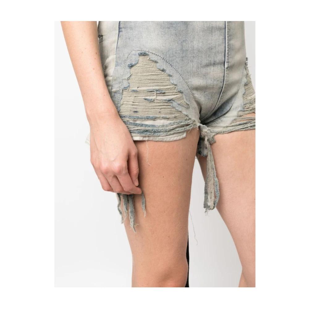 Rick Owens Shorts Dirt Cutoff In Denim Sky Stretch in Gray