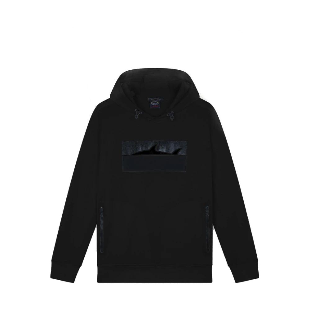 パーカー・フーディ PAUL  SHARK Men Hoodies 24411837 011 black Paul & Shark Men's Black Cotton Hoodie Sweatshirt with Print