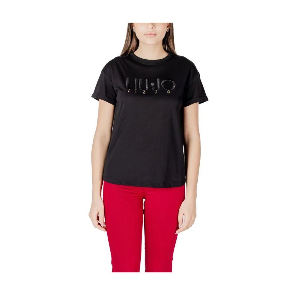 Tシャツ・カットソー LIU JO Woman T-Shirt Black WA5364J6308 Z9363 Liu Jo stretch cotton T-shirt with rhinestone logo for girls