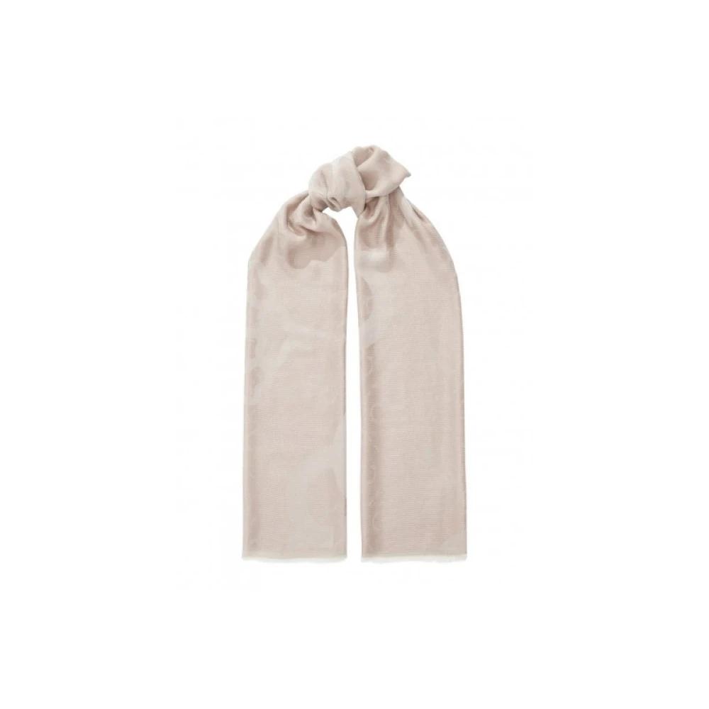 GUESS Kefiah Scarf 135x135 Latte Logo - Écharpe Chic Avec Pompons Pour Un Look Élégant