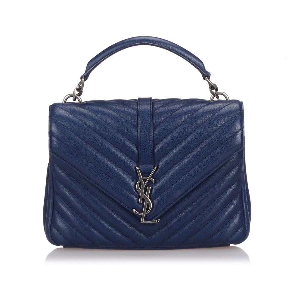 Yves Saint Laurent Vintage Medium College Shoulder Bag in het Blauw - Lyst