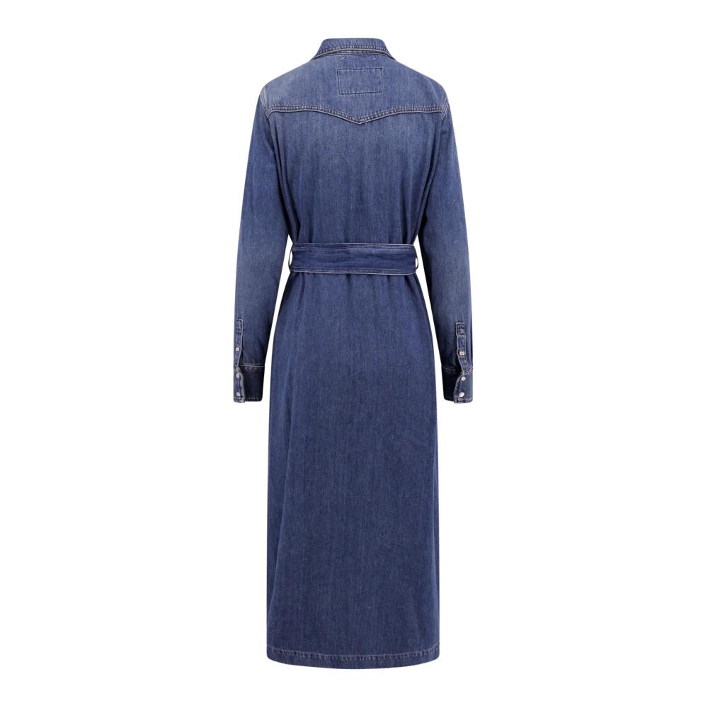 green emerald velvet dress Golden Goose Golden Chemisier Dress Stone Washed Denim Blue main image 0