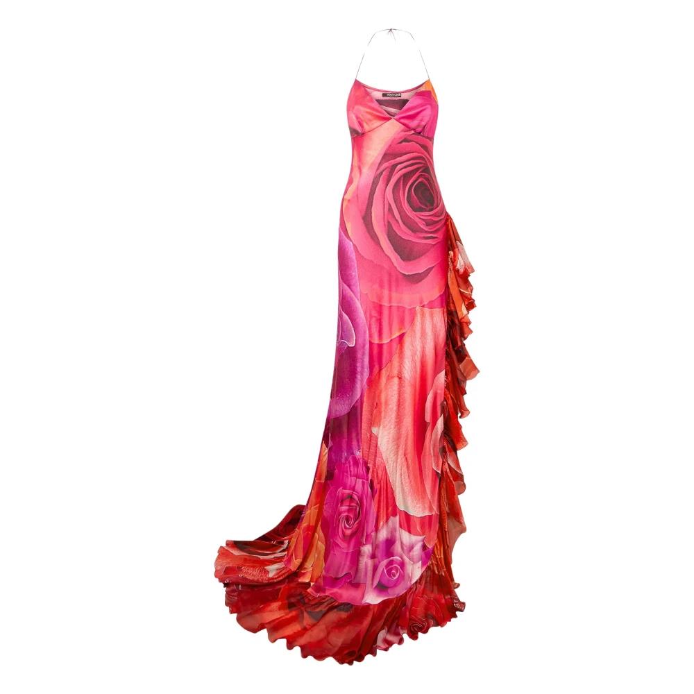 ワンピース ROBERTO CAVALLI GARDEN ROSE PRINT SILK ASYMMETRIC DRESS Roberto Cavalli Asymmetrical Dresses for Women | Lyst
