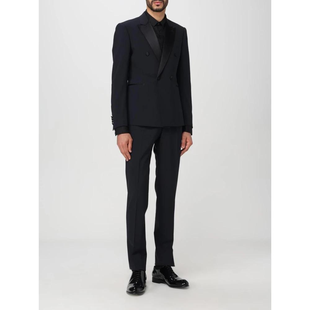 EMPORIO ARMANIブラックストライプ ダブルブレストスーツ 50 EMPORIO ARMANI (エンポリオアルマーニ) シャドーストライプ シングル
