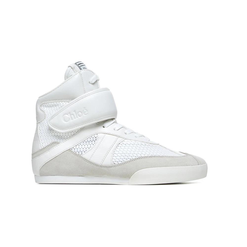 CHLOÉ 26S WEDGE SOLE SNEAKERS IN WHITE CALFSKIN