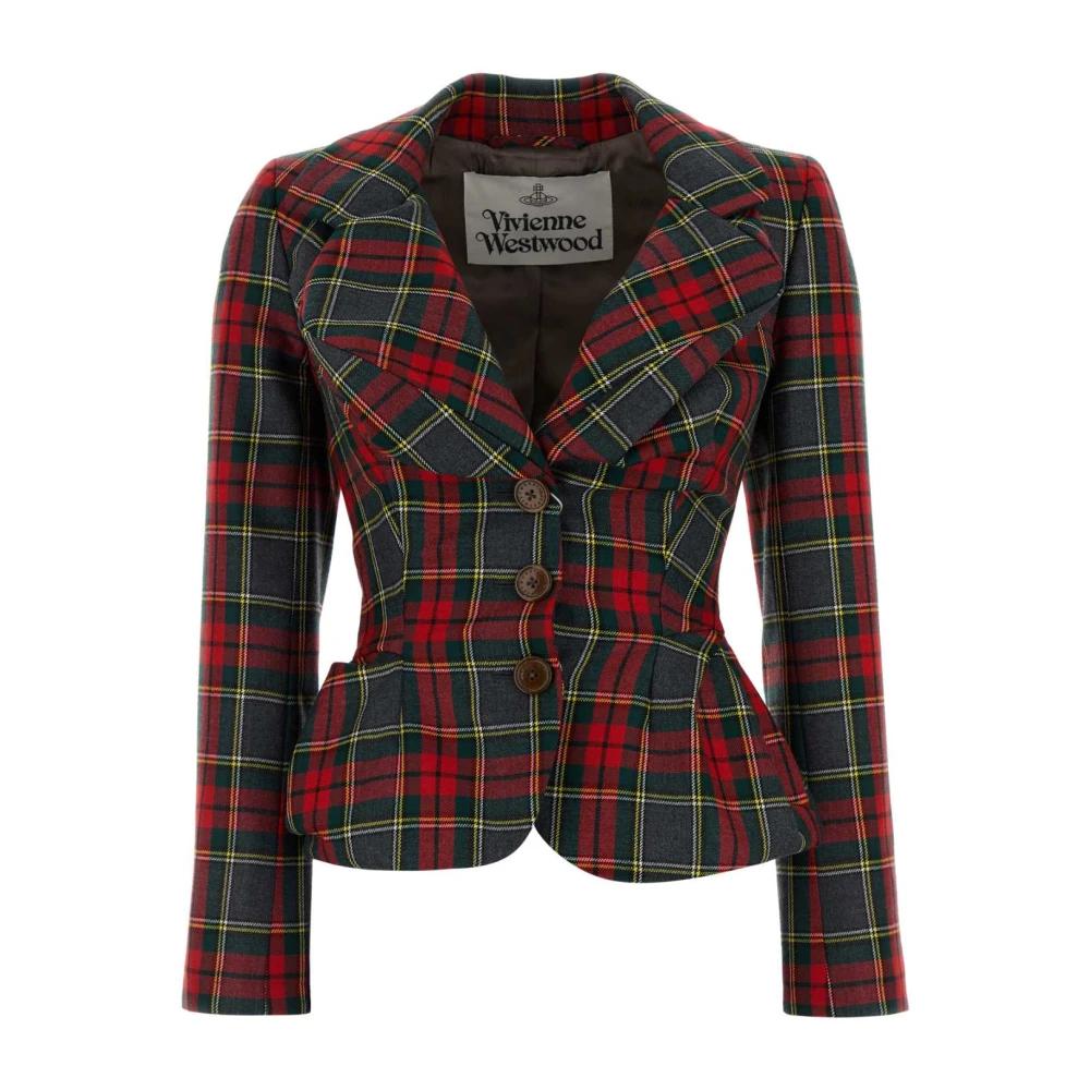 ジャケット VIVIENNE WESTWOOD Women Jackets 1401007GW0176 H203 RED Vivienne Westwood Drunken jacket with tartan wool pattern