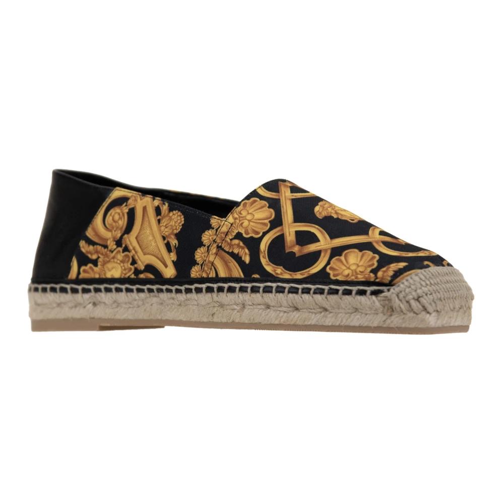 Versace Black & White Logo Espadrilles with Rope Trim Versace Black & White Logo Espadrilles Versace main image 4