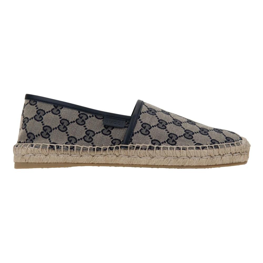 【GUCCI】 Horsebit GG Canvas espadrilles Women's espadrille with Horsebit in beige and dark brown